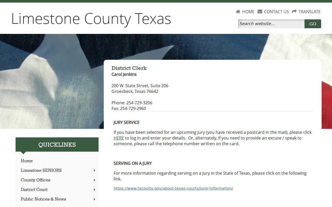 Limestone County district criminal docket clerk