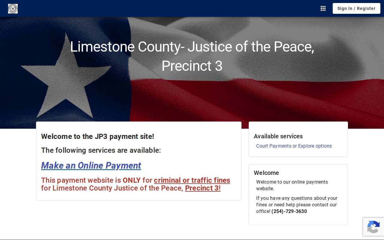 Limestone County traffic court records JP3 payment channel
